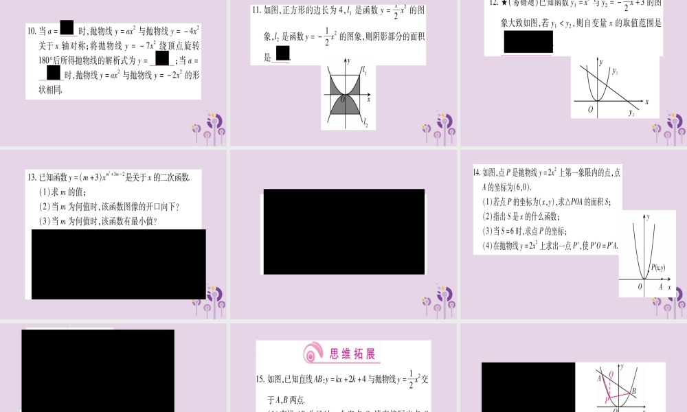 九年级数学上册 第二十二章 二次函数 221 二次函数的图象和性质 2212 二次函数的图像和性质作业课件 (新版)新人教版 课件