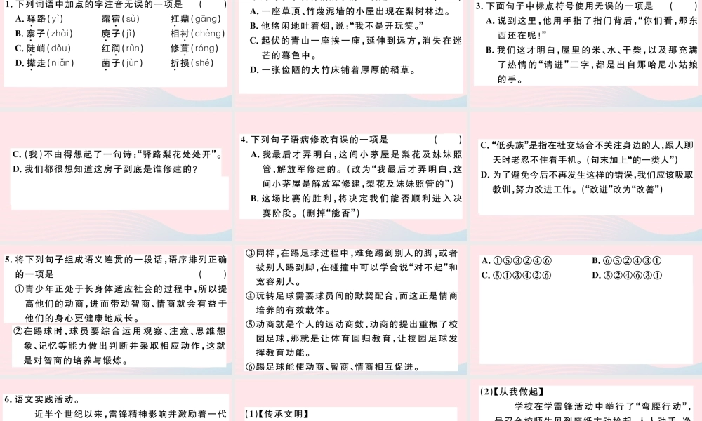 文下册 第四单元 14 驿路梨花习题课件 新人教版 课件