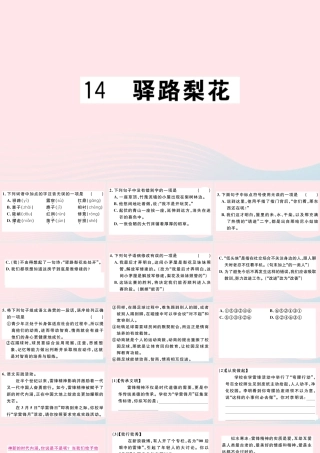 文下册 第四单元 14 驿路梨花习题课件 新人教版 课件