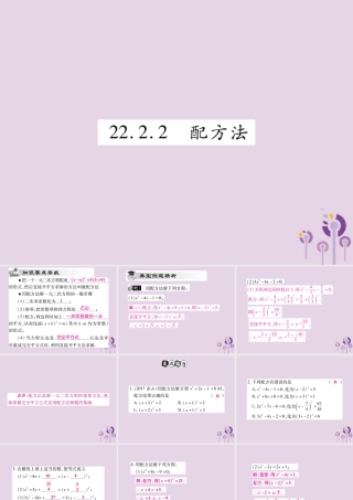 九年级数学上册 第22章 一元二次方程 222 一元二次方程的解法 2222 配方法课件 (新版)华东师大版 课件