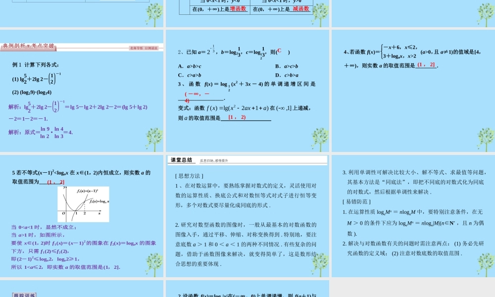 山西省忻州市高考数学 专题 对数函数复习课件