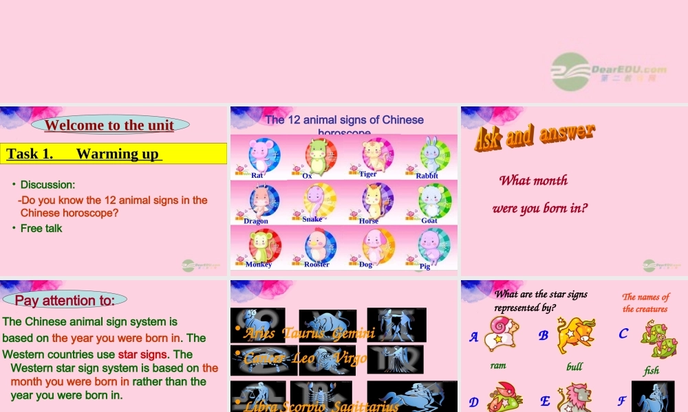 九年级英语上册 Unit 1(star signs)Welcome课件 牛津译林版 课件