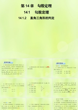 八年级数学上册 第14章 勾股定理 14.1 勾股定理 14.1.2 直角三角形的判定习题课件 (新版)华东师大版 课件