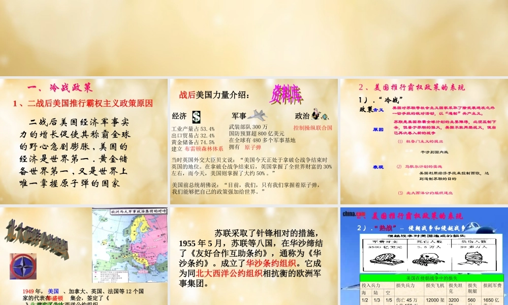 中学九年级历史下册 第14课 冷战中的对峙课件 新人教版 课件