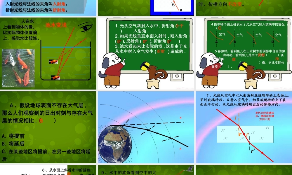 八年级物理上册(4.4 光的折射)课件 (新版)新人教版 课件