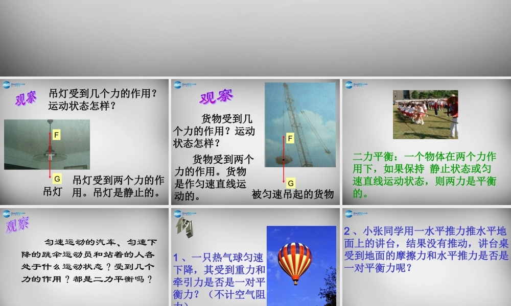 八年级物理下册(第八章 第二节(力的平衡)二力平衡的条件)课件 (新版)教科版 课件