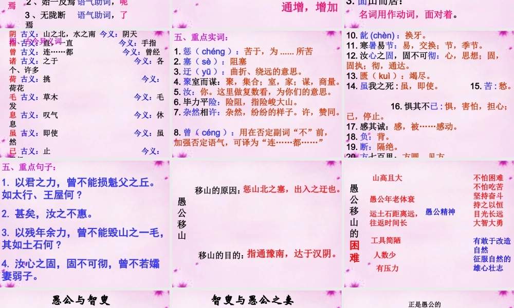 九年级语文下册 23 愚公移山复习课件 新人教版 课件