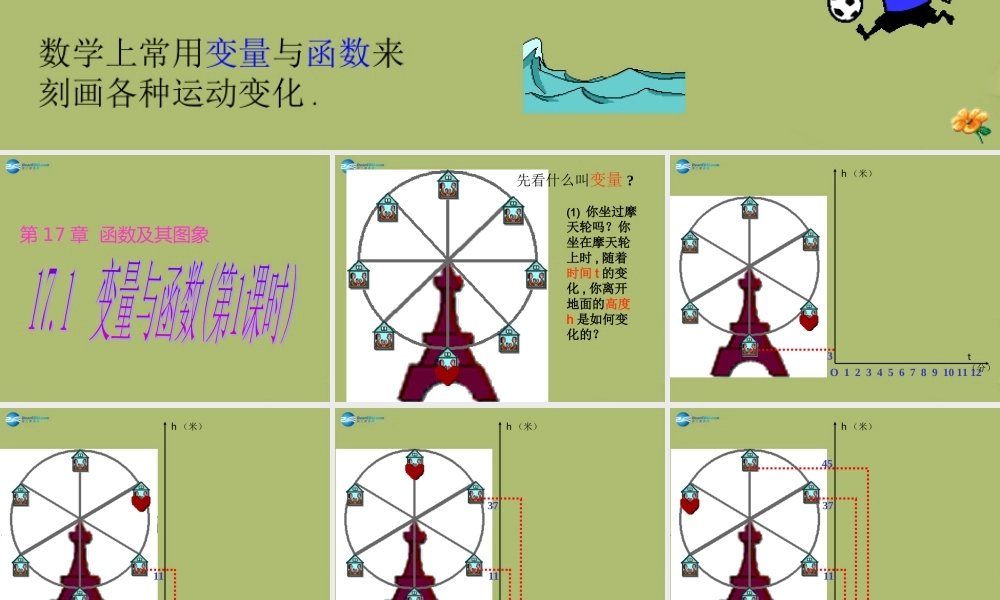 八年级数学下册 17.1 变量与函数(第1课时)课件 (新版)华东师大版 课件