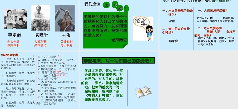 九年级语文上：第4课(有的人)课件(北京课版) 课件