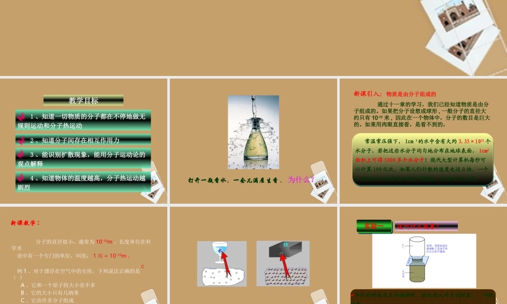 初中物理 第一节分子热运动课件 人教新课标版 课件