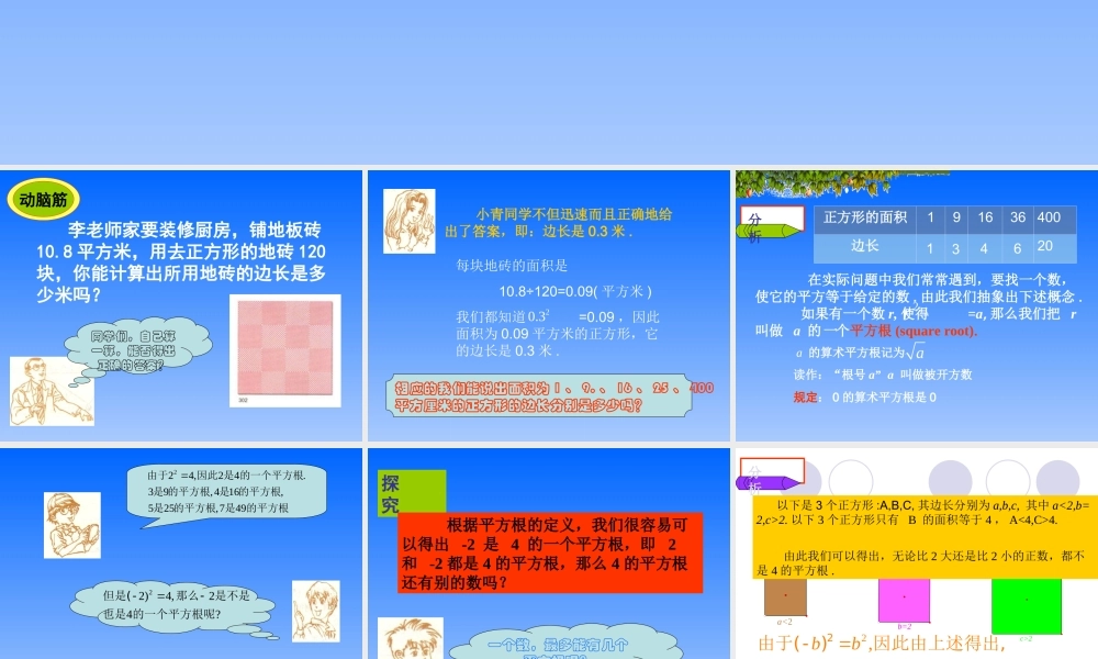 八年级数学平方根课件1湘教版 课件