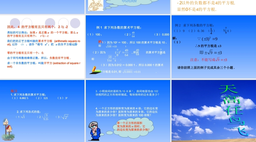 八年级数学平方根课件1湘教版 课件