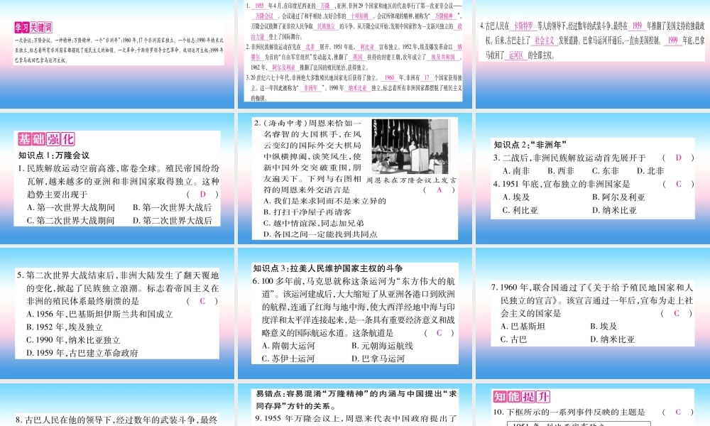 九年级历史下册 第5单元 冷战和苏美对峙的世界 第19课 亚非拉国家的新发展自学课件 新人教版 课件