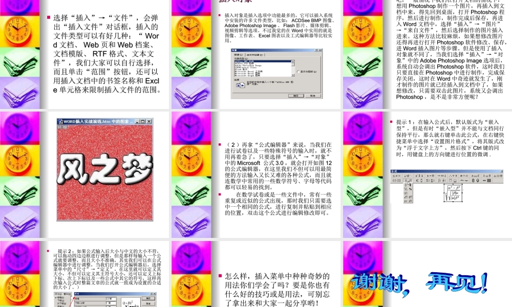 初中信息技术[下学期]Word插入菜单详解课件