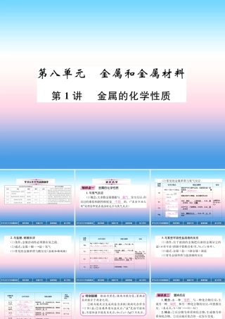 中考化学总复习 第1编 教材知识梳理篇 第8单元 金属和金属材料 第1讲 金属的化学性质(精讲)课件