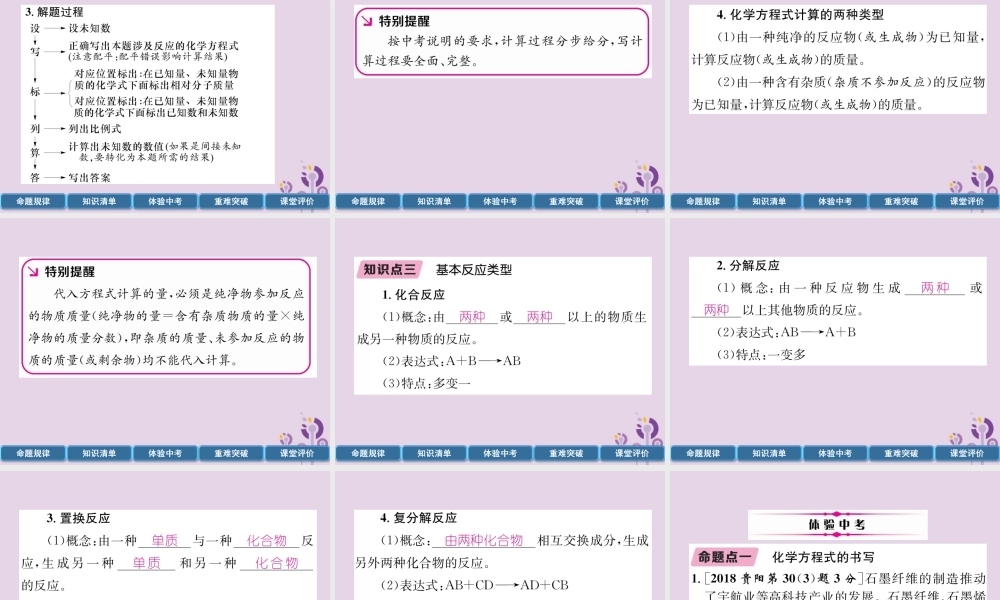 中考化学总复习 第1编 主题复习 模块3 物质的化学变化 课时13 基本反应类型及化学方程式(精讲)课件