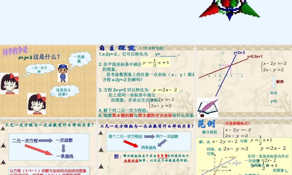 八年级数学(一次函数与二元一次方程组)课件人教版 课件