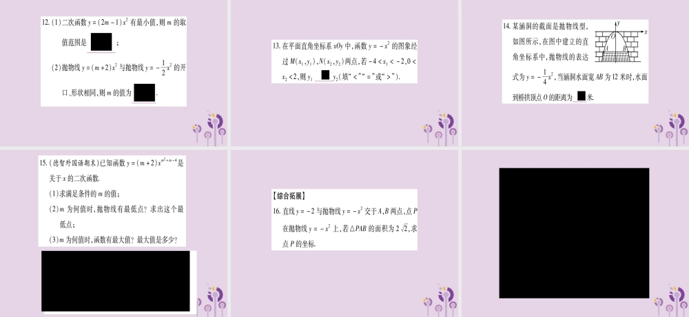 九年级数学下册 第1章 二次函数 12 二次函数的图象与性质 第2课时 作业课件 (新版)湘教版 课件