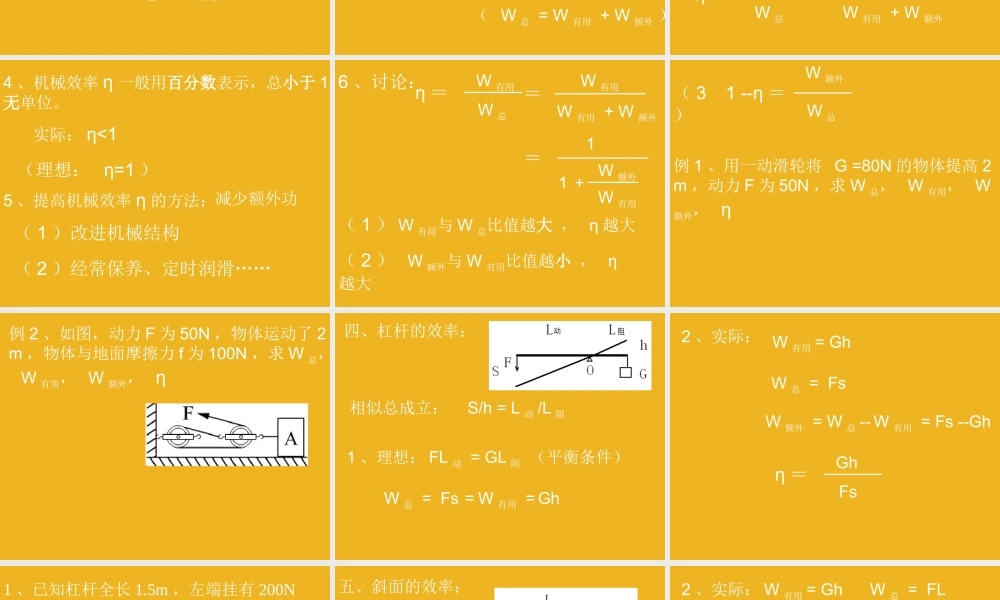 八年级物理下册 第九章机械效率课件 沪科版 课件