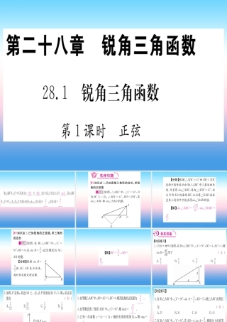 九年级数学下册 第28章 锐角三角函数 281 锐角三角函数 第1课时 正弦课堂导练课件(含中考真题)(新版)新人教版 课件