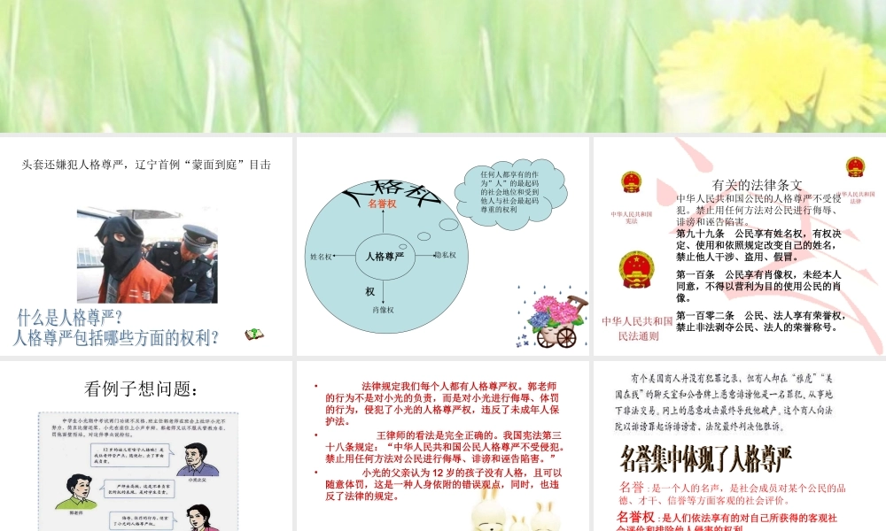 八年级政治下册 维护我们的人格尊严课件 新人教版 课件