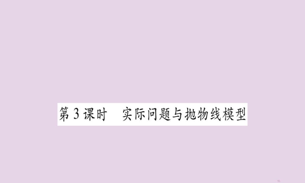 九年级数学上册 第二十二章 二次函数 223 实际问题与二次函数 第3课时 实际问题与抛物线类型作业课件 (新版)新人教版 课件