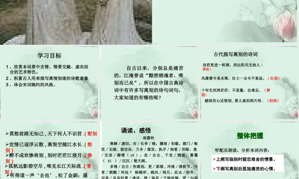 山东省冠县一中高一语文 雨霖铃课件 新人教版 课件