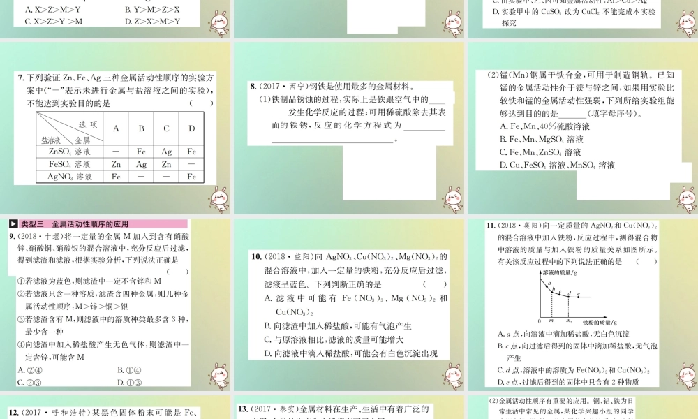 中考化学复习 滚动小专题(二)金属活动性顺序的探究与应用课件