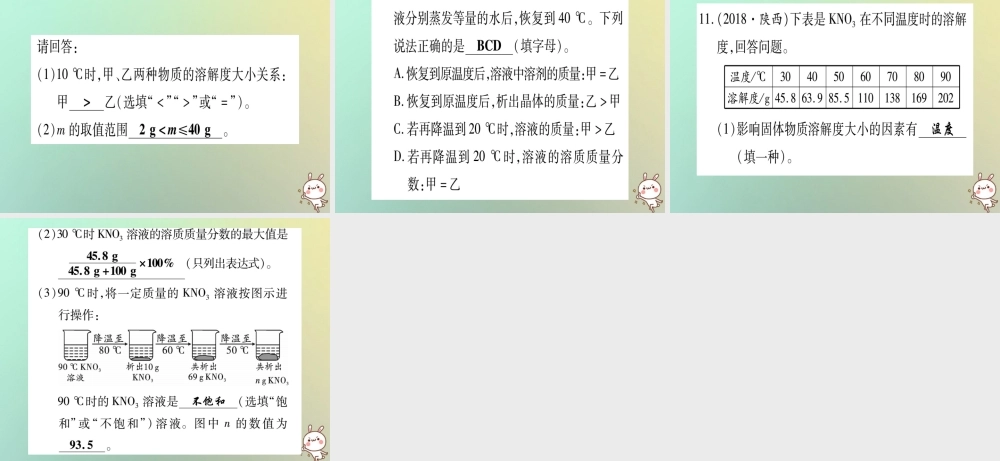 中考化学准点备考复习 专项突破四 溶解度及溶解度曲线课件 新人教版 课件