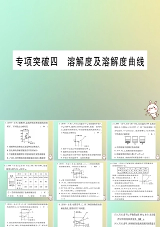中考化学准点备考复习 专项突破四 溶解度及溶解度曲线课件 新人教版 课件