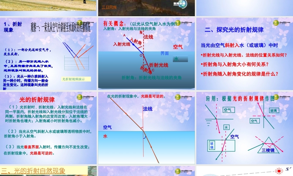 八年级物理上册 4.4 光的折射课件 新人教版 课件