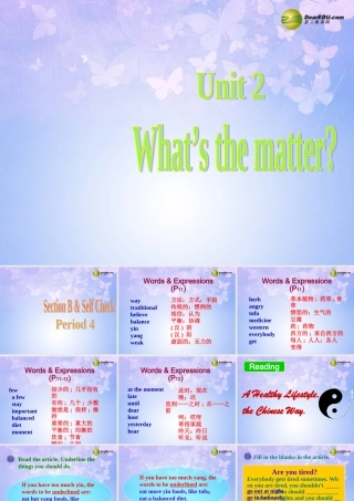 八年级英语上册(Unit 2 What's the matter Revision Section BP4)课件 人教新目标版 课件