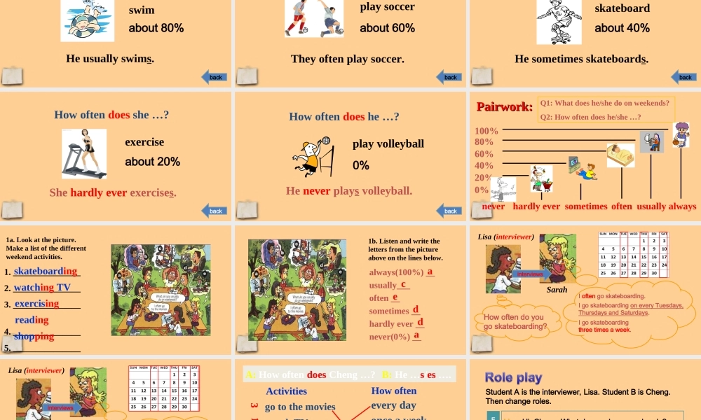 八年级英语上册 Unit 1 How often do you exercise (Section A 1a-4)课件 人教新目标版 课件