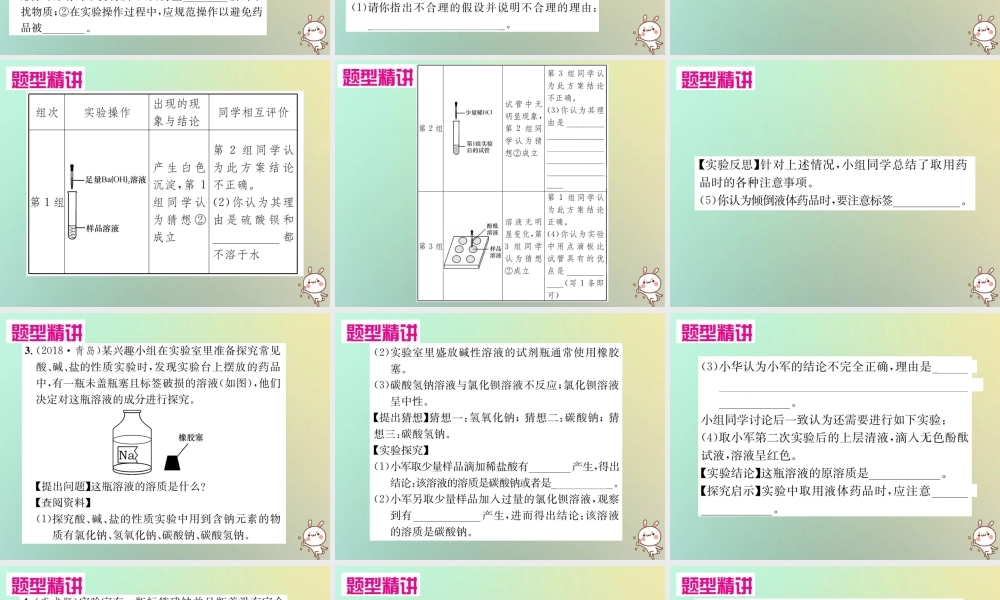 中考化学复习 题型复习(四)实验探究题 题型之一 物质组成成分的探究课件