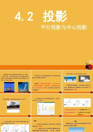 九年级数学下册 42(投影-平行投影与中心投影)课件 浙教版 课件