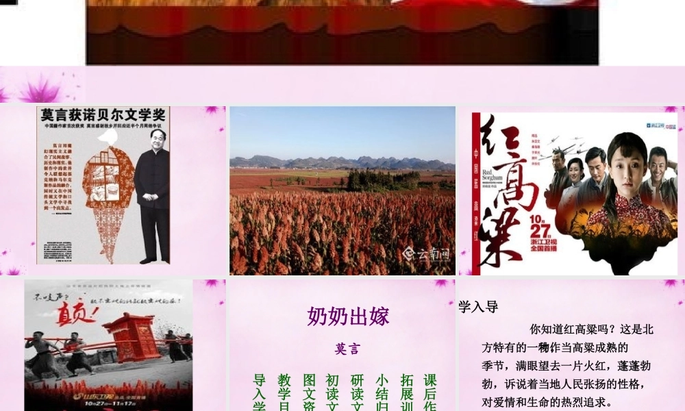 九年级语文上册 第九单元 第51课(奶奶出嫁)课件 上海版五四制 课件