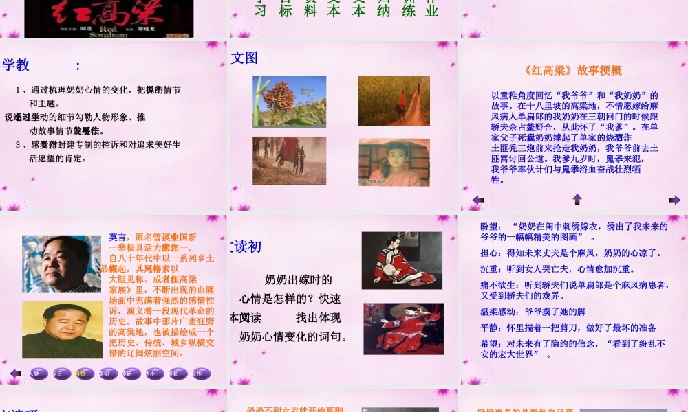 九年级语文上册 第九单元 第51课(奶奶出嫁)课件 上海版五四制 课件