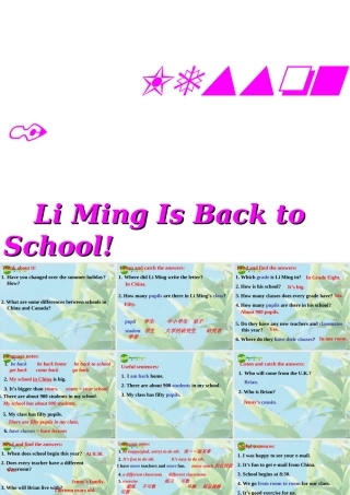 八年级英语上册 Lesson 1Li Ming Is Back to School课件 冀教版 课件