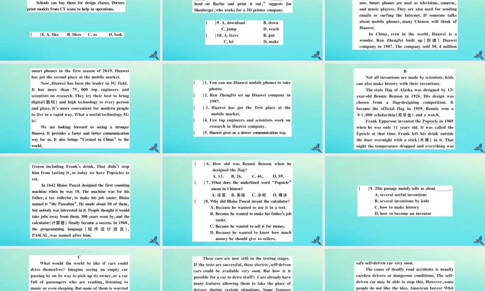 九年级英语上册 Module 9 Great inventions Unit 3 Language in use习题课件 (新版)外研版 课件