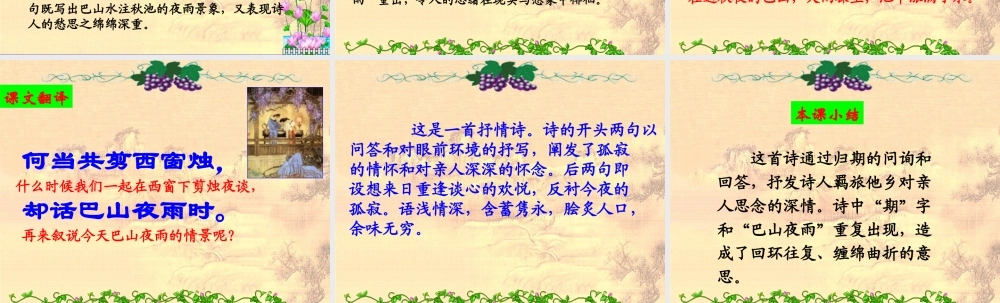 七年级语文上册 第六单元第25课(夜雨寄北)课件 苏教版 课件