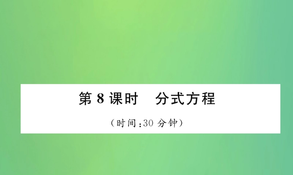 中考数学复习 第2章 方程(组)与不等式(组)第8课时 分式方程(精练)课件