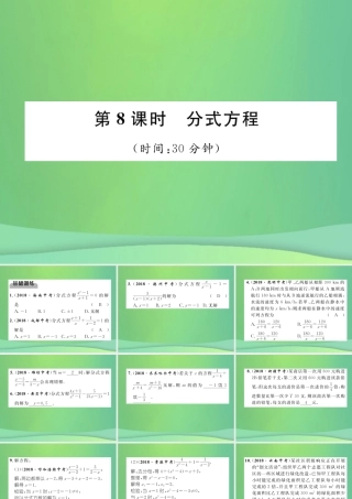 中考数学复习 第2章 方程(组)与不等式(组)第8课时 分式方程(精练)课件