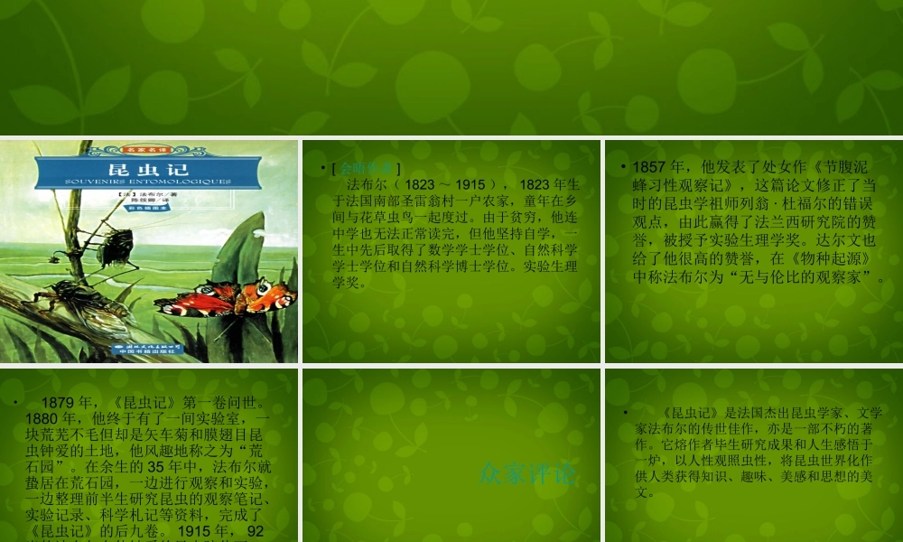 中学七年级语文下册 名著导读 昆虫记课件 新人教版 课件