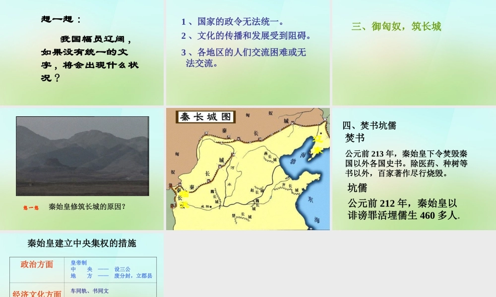 中学七年级历史上册 第14课(秦始皇建立中央集权的措施)课件 北师大版 课件