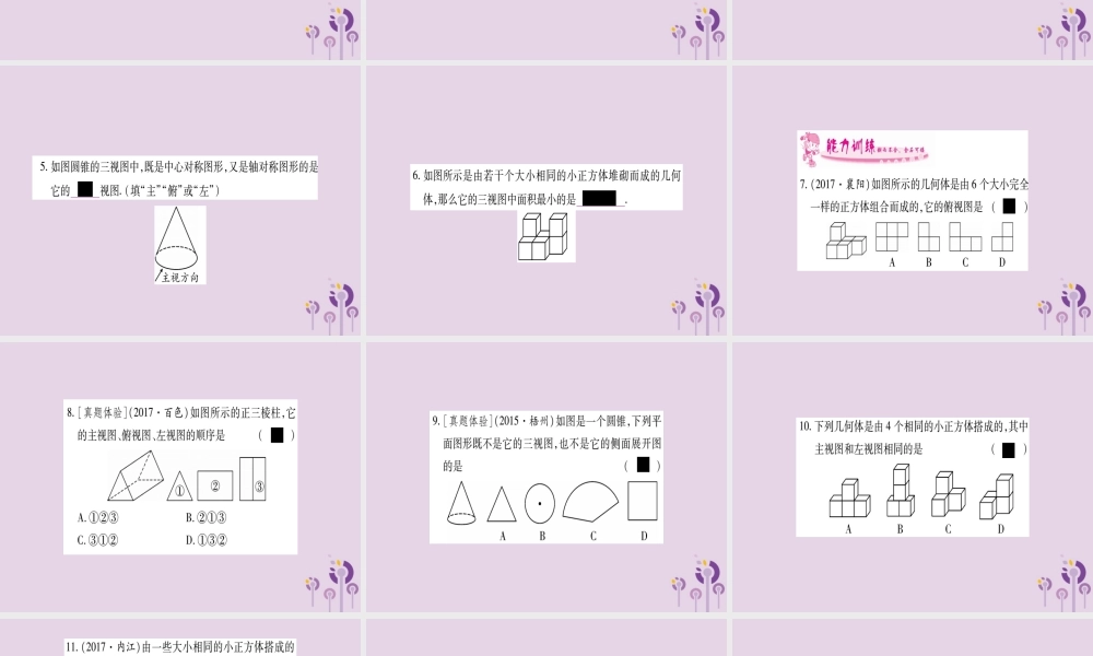 九年级数学下册 第3章 投影与视图 33 三视图 第1课时 作业课件 (新版)湘教版 课件