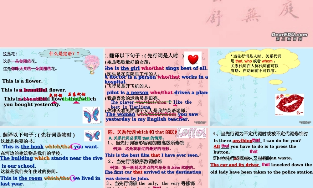 定语从句复习(1) 广东省高二英语定语从句复习课件[整理三套]新课标 人教版 广东省高二英语定语从句复习课件[整理三套]新课标 人教版