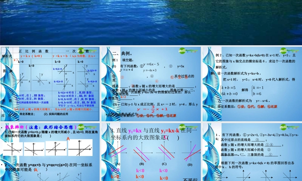 八年级数学上册 第六章(一次函数)复习课件 北师大版 课件