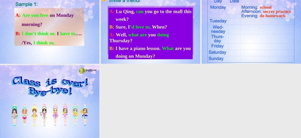 八年级英语上册(Unit 5 Can you come to my party Section B-P2)课件 人教新目标版 课件