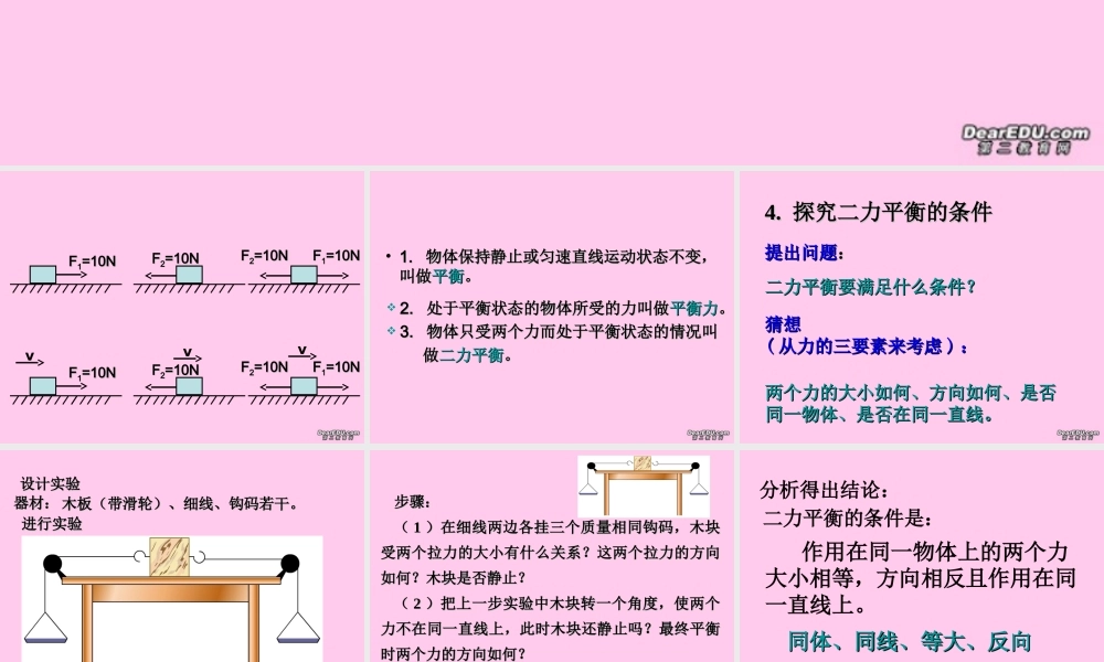 北京市房山区公开课课件八年级物理二力平衡 北师大版 课件