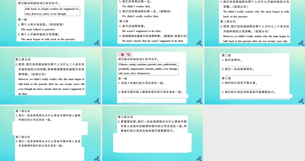 九年级英语全册 Unit 7 Teenagers should be allowed to choose their own clothes单元仿句专项习题课件 (新版)人教新目标版 课件